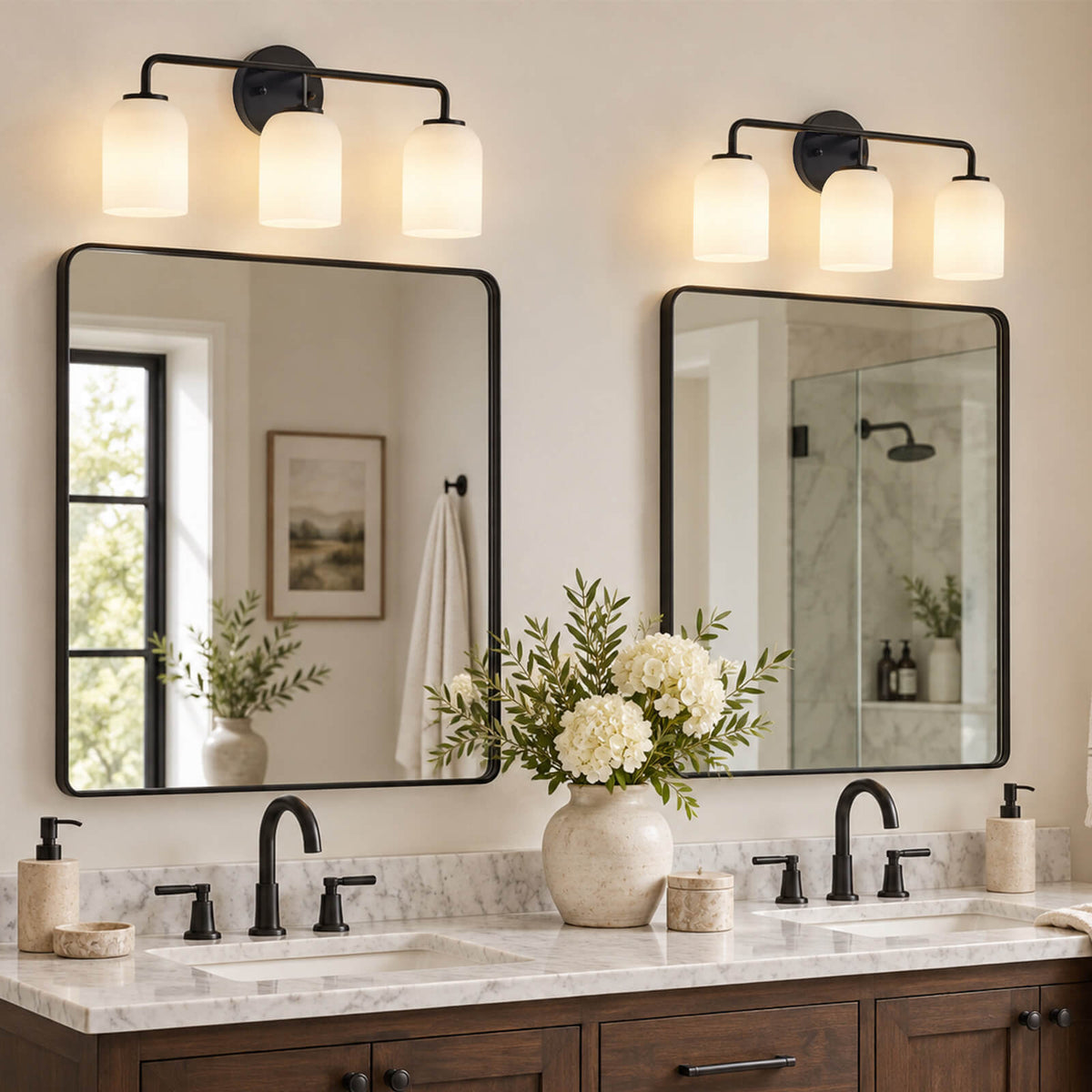 Modern Milk Glass Shade Vanity Light Wall Sconce