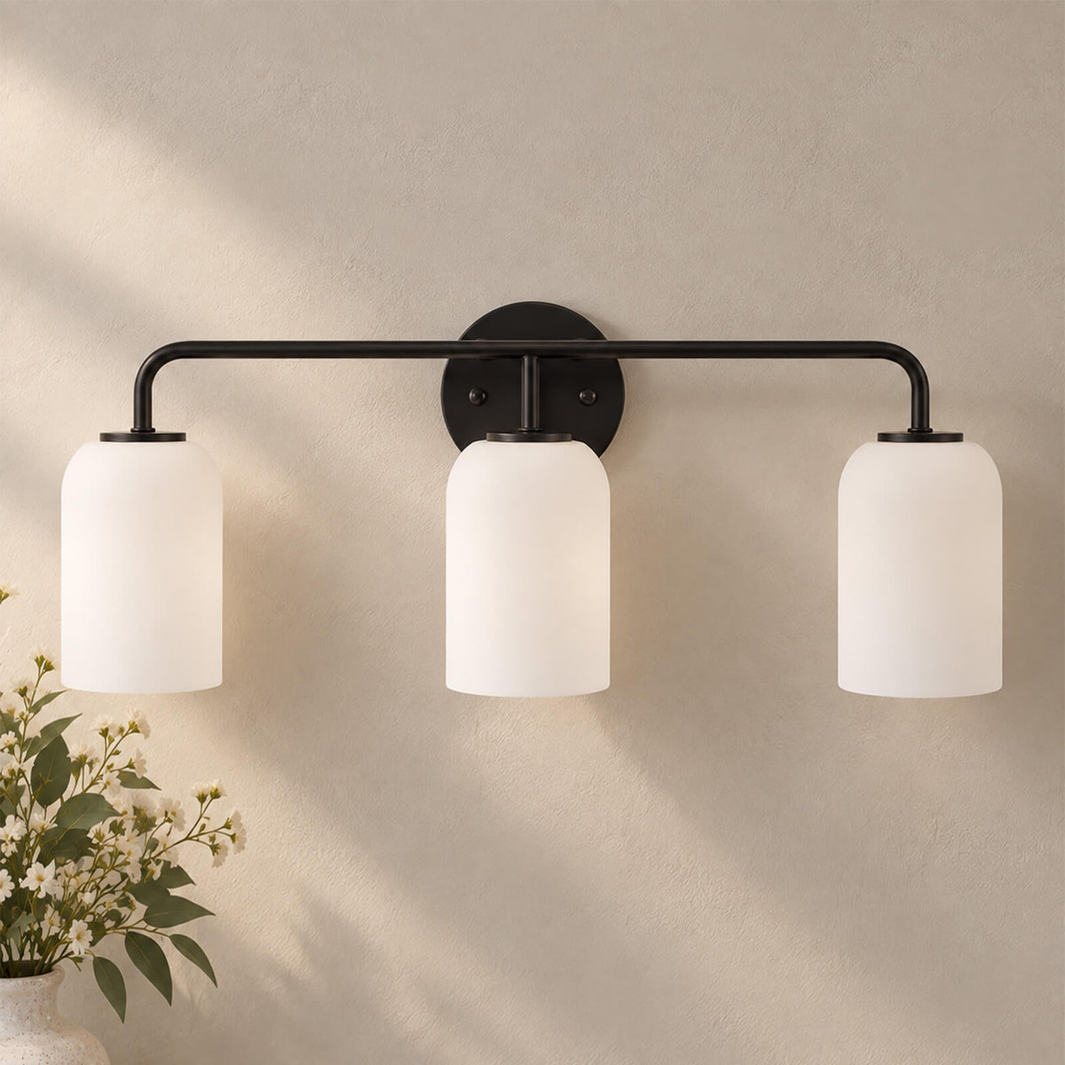 Modern Milk Glass Shade Vanity Light Wall Sconce