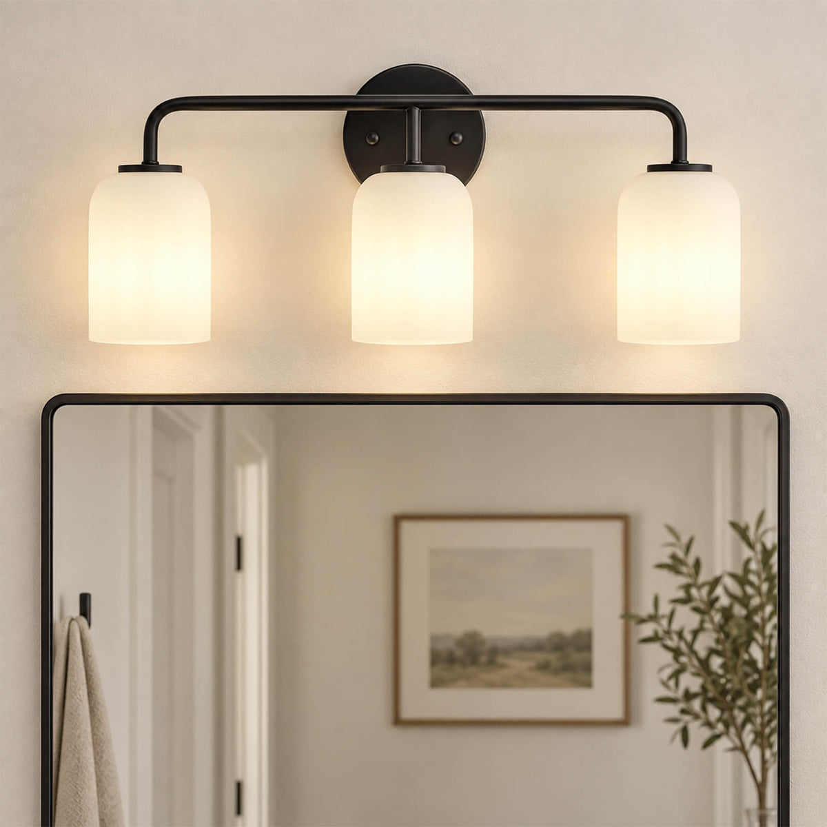 Modern Milk Glass Shade Vanity Light Wall Sconce