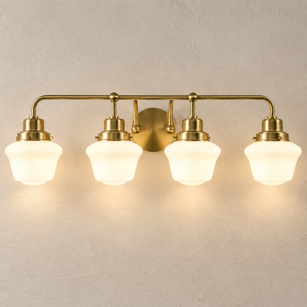 Traditional Schoolhouse Opal Glass Shade Bathroom Vanity Light