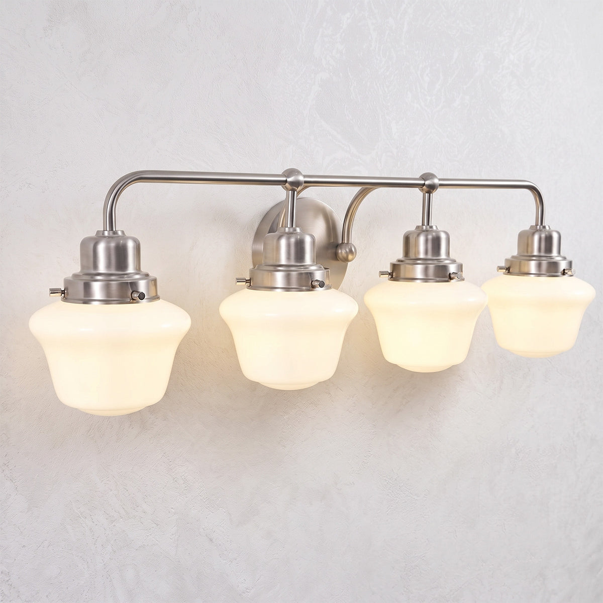 Traditional Schoolhouse Opal Glass Shade Bathroom Vanity Light