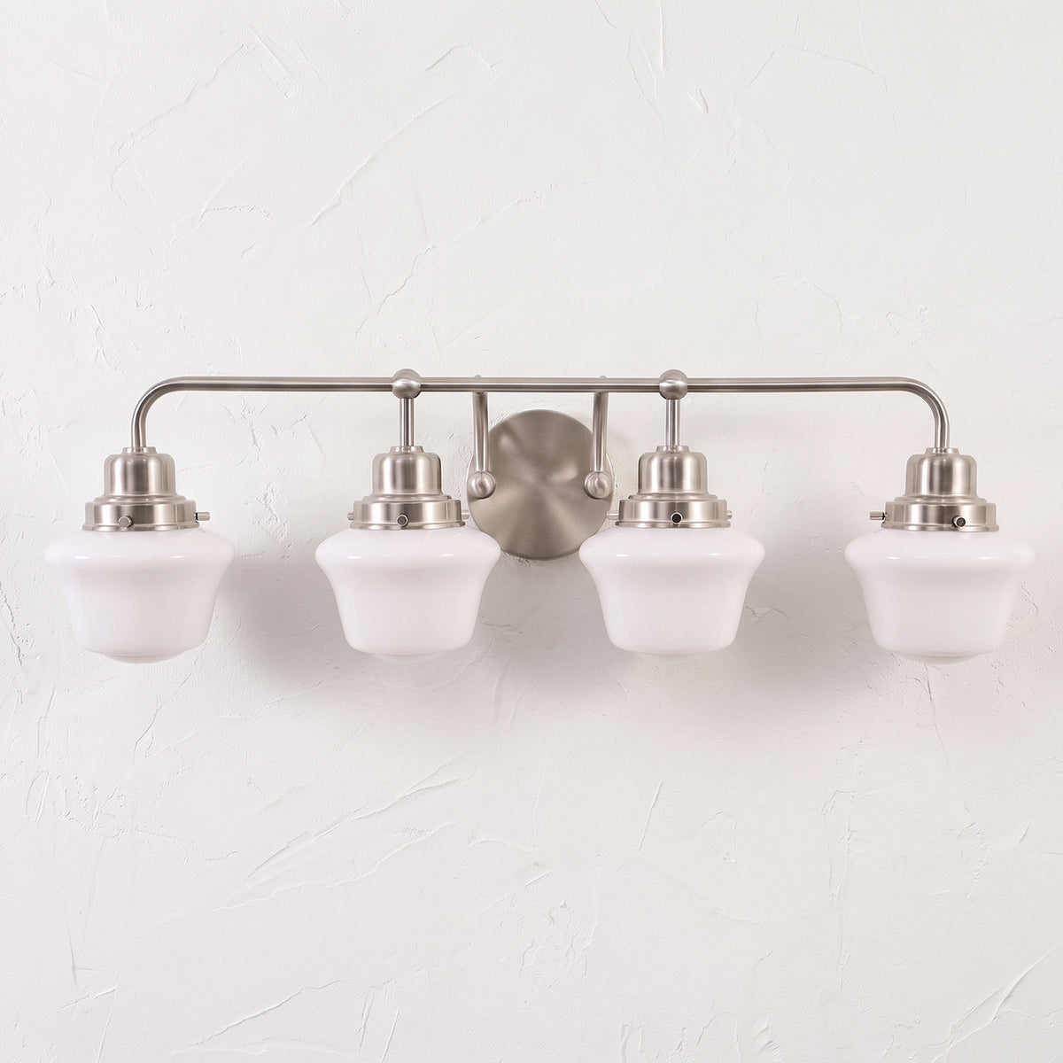Traditional Schoolhouse Opal Glass Shade Bathroom Vanity Light