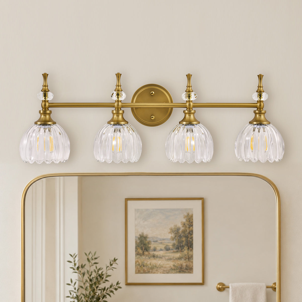Contemporary Bathroom Vanity Light Fixtures with Tulip Glass Shade Sconces for Bath,Bedroom, Hallway