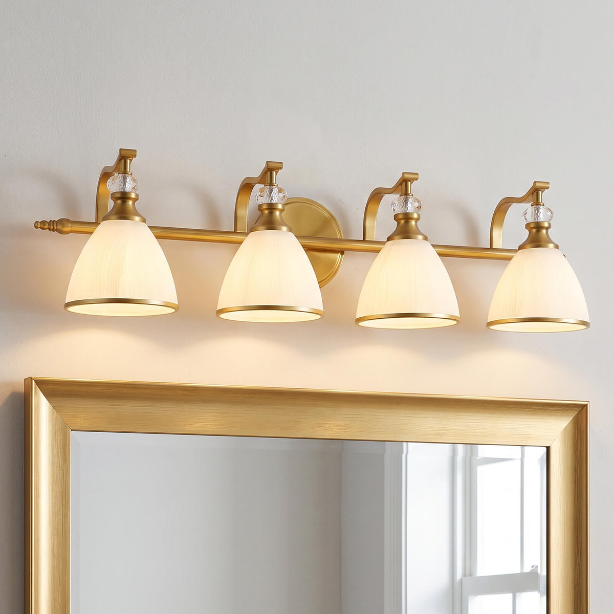 Vintage Frosted Trumpet Glass Shade Bathroom Vanity Light