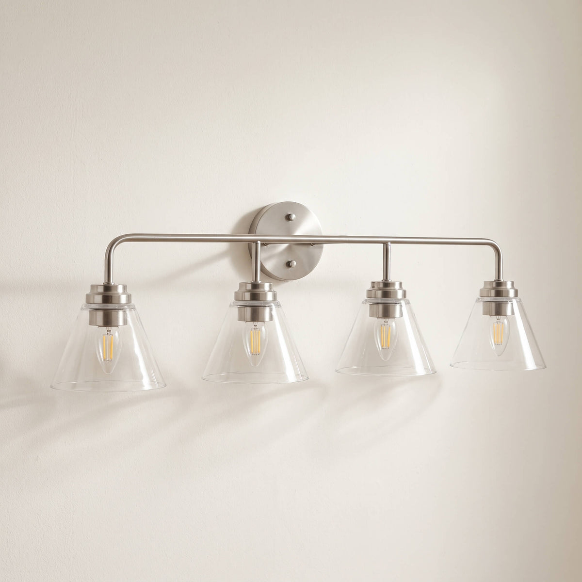 Modern Clear Cone Glass Shade Bathroom Vanity Light
