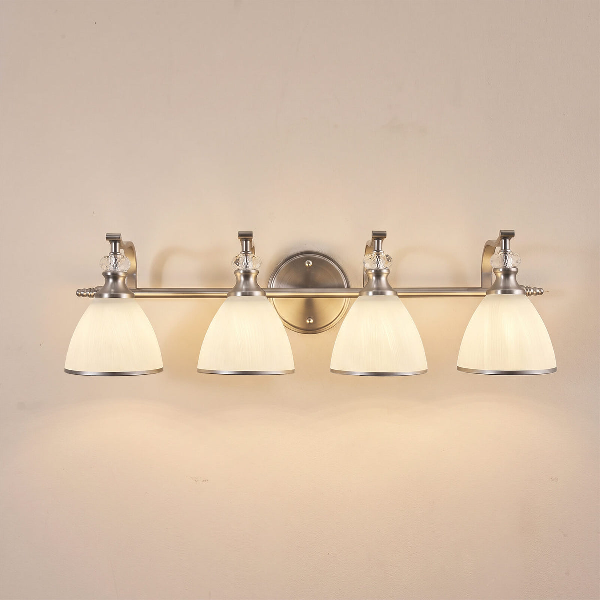 Vintage Frosted Trumpet Glass Shade Bathroom Vanity Light