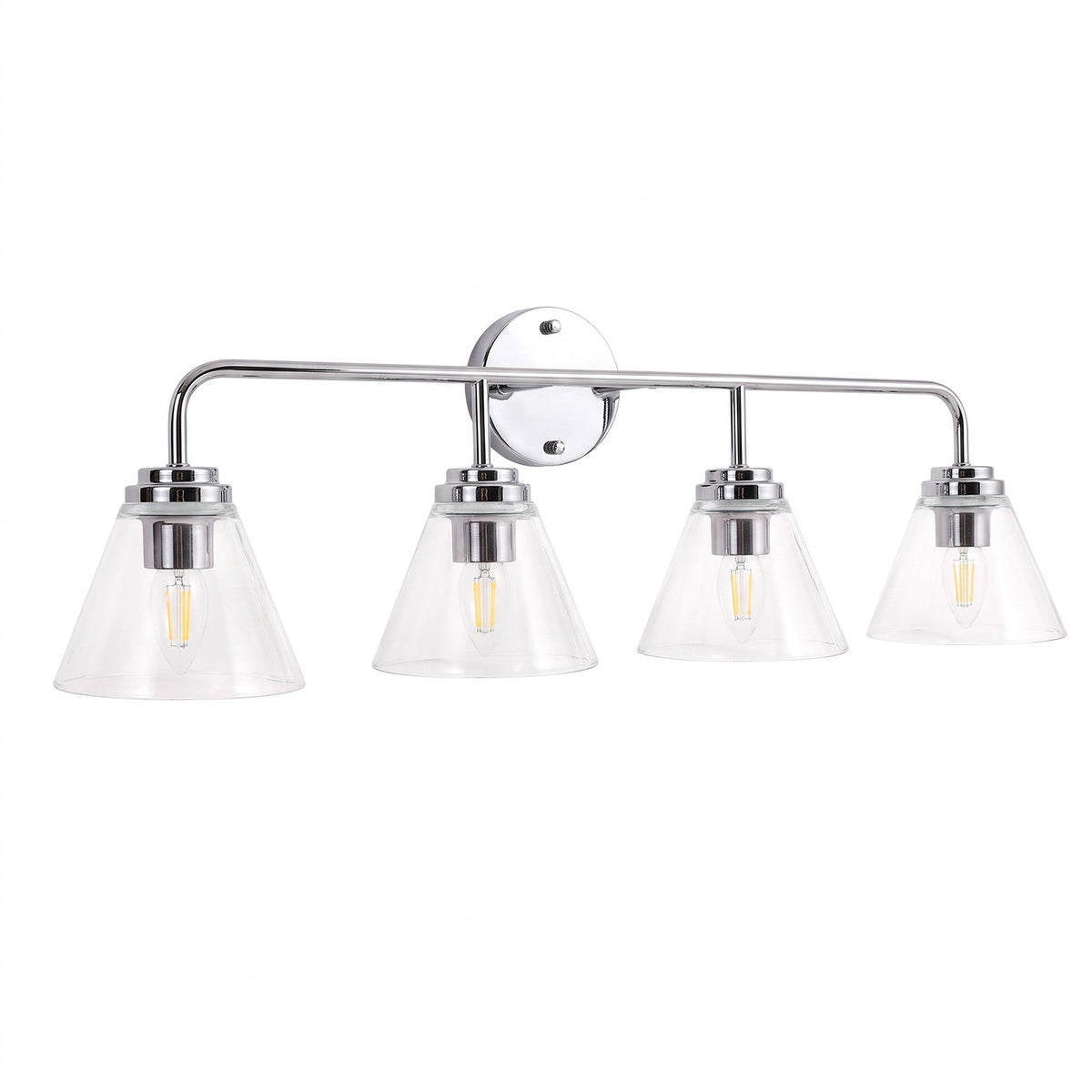 Modern Clear Cone Glass Shade Bathroom Vanity Light