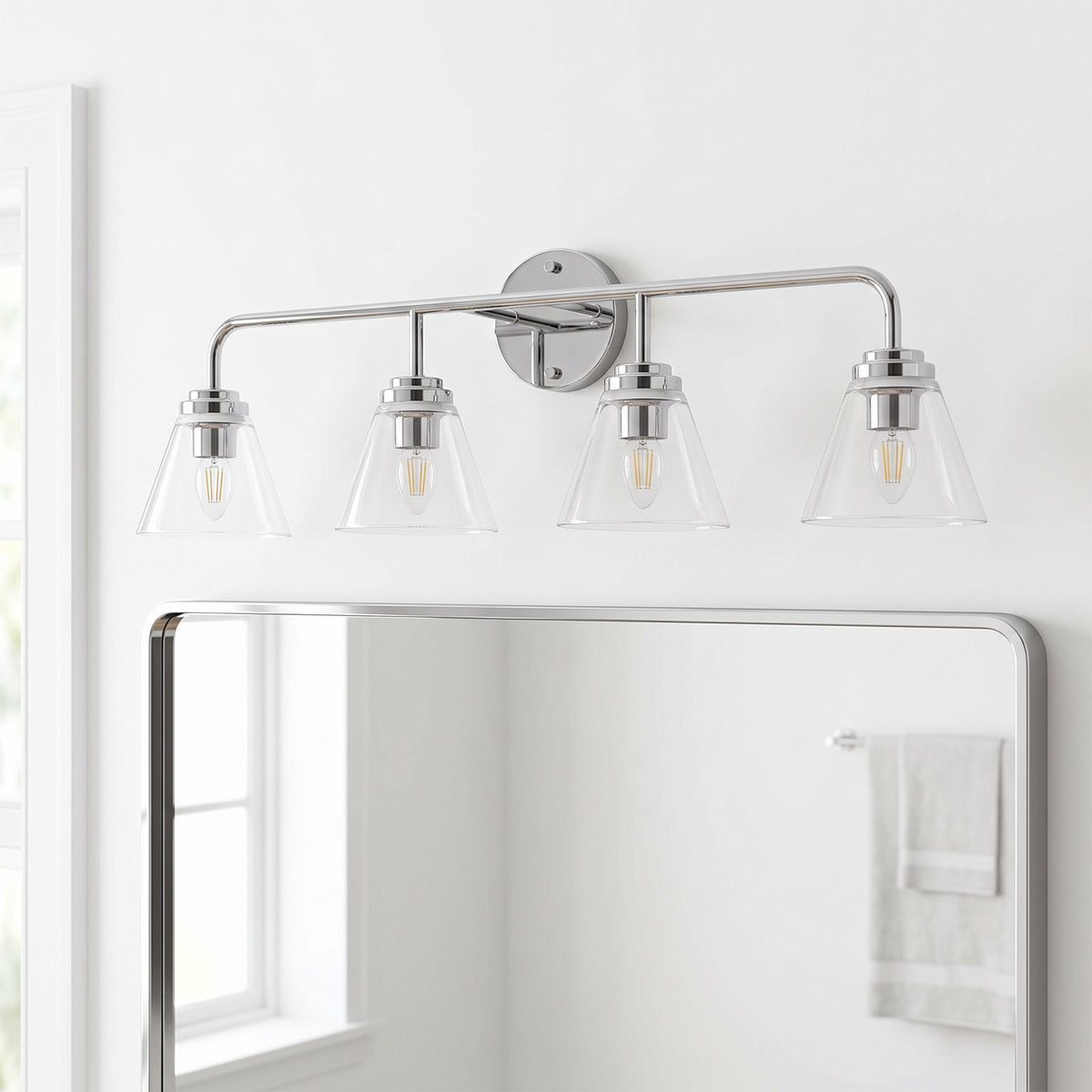 Modern Clear Cone Glass Shade Bathroom Vanity Light