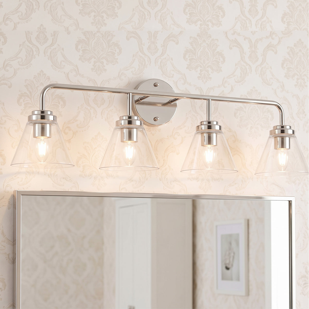 Modern Clear Cone Glass Shade Bathroom Vanity Light