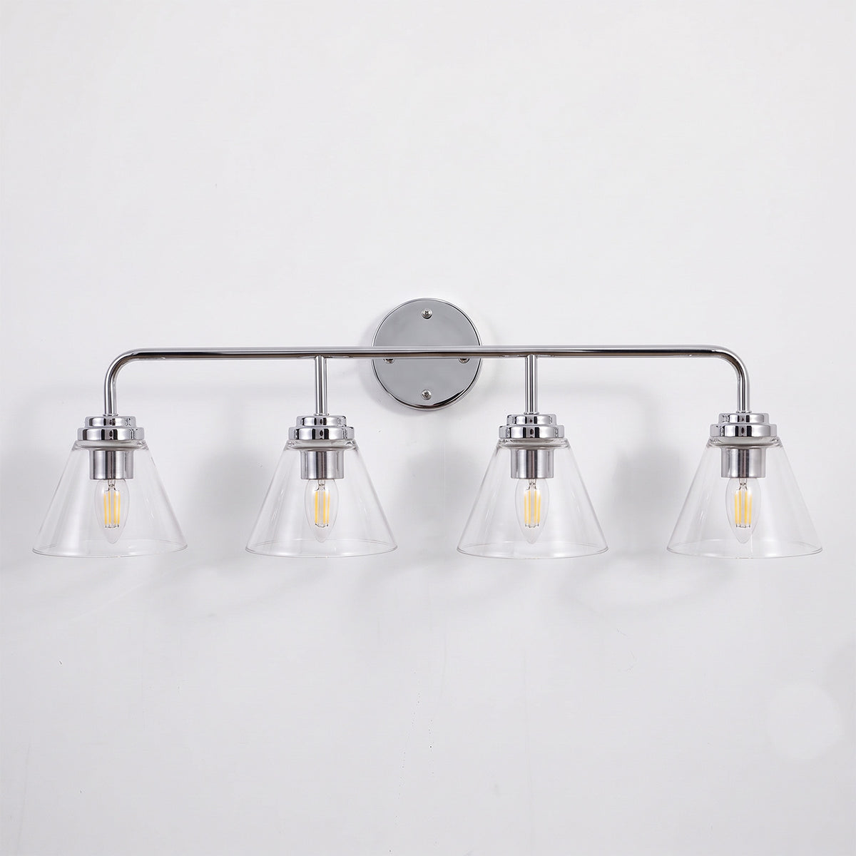 Modern Clear Cone Glass Shade Bathroom Vanity Light