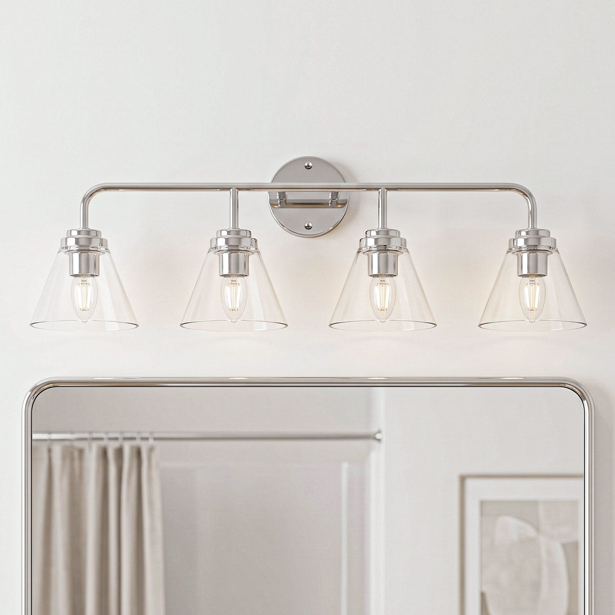 Modern Clear Cone Glass Shade Bathroom Vanity Light