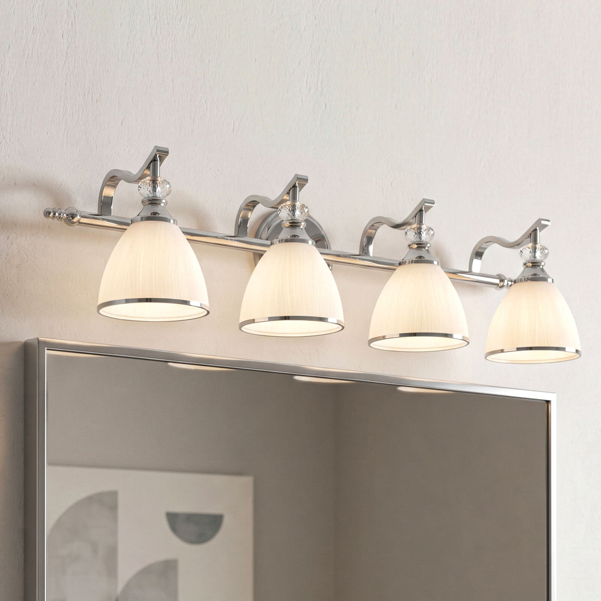 Vintage Frosted Trumpet Glass Shade Bathroom Vanity Light