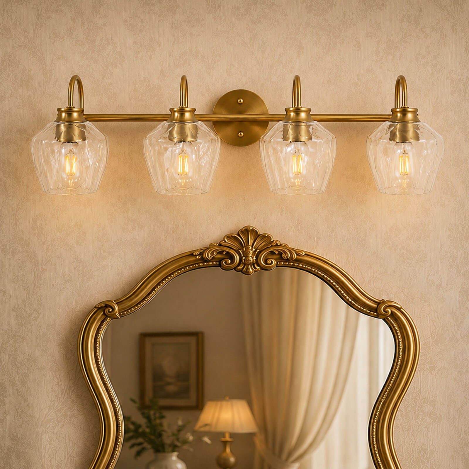 Contemporary  Hammer Glass Shade Gooseneck Bathroom Wall Sconce