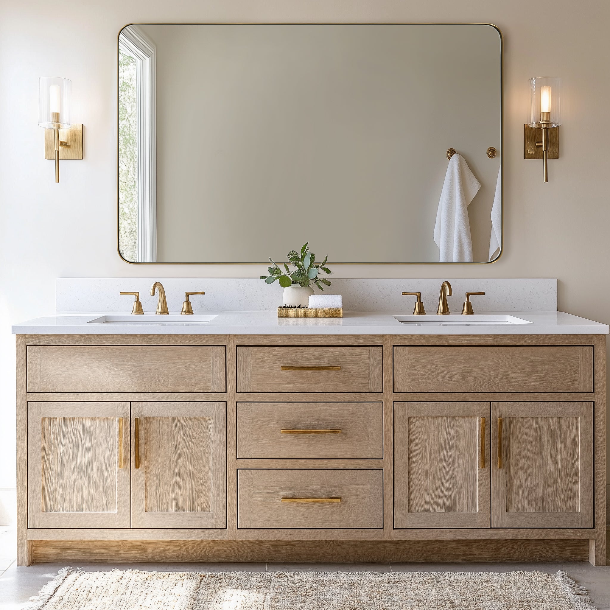 Modern Rounded Rectangle Mirror for Bathroom/ Vanity/ Wall | Stainless Steel Frame
