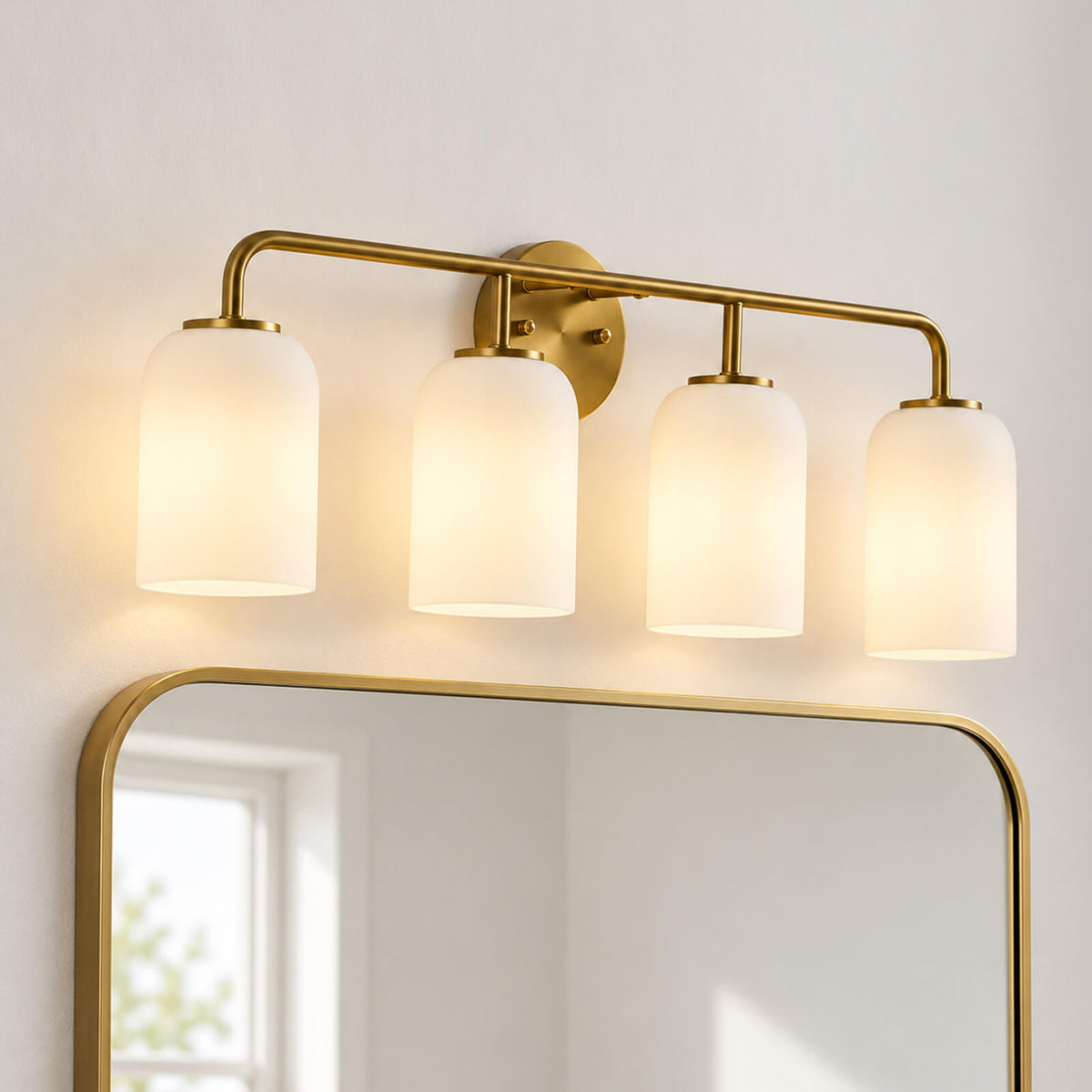 Modern Milk Glass Shade Vanity Light Wall Sconce