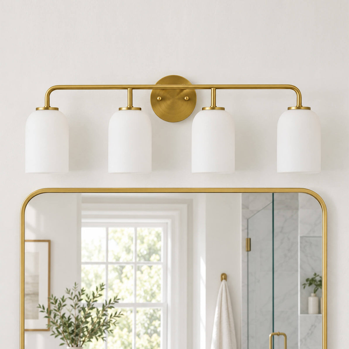 Modern Milk Glass Shade Vanity Light Wall Sconce