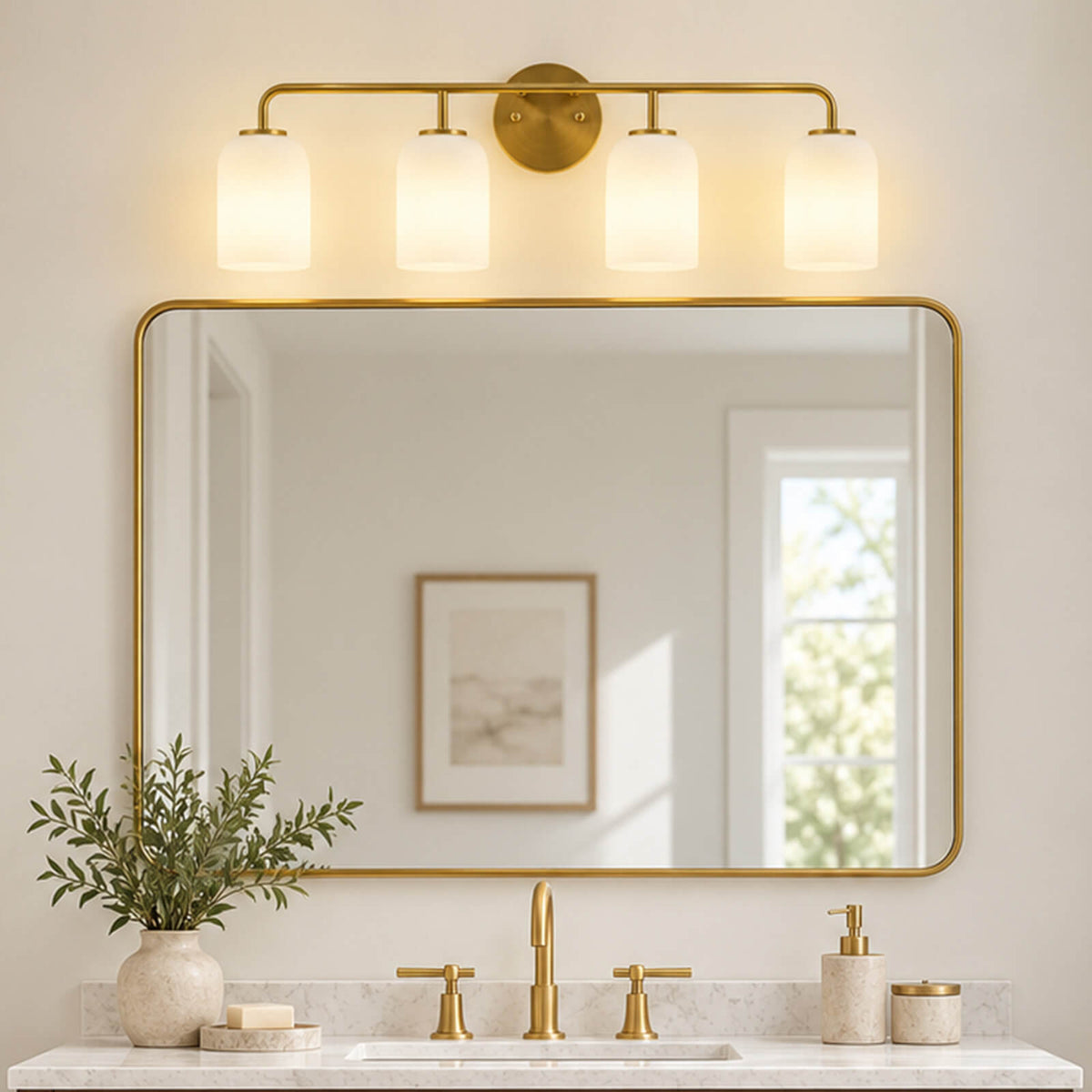 Modern Milk Glass Shade Vanity Light Wall Sconce