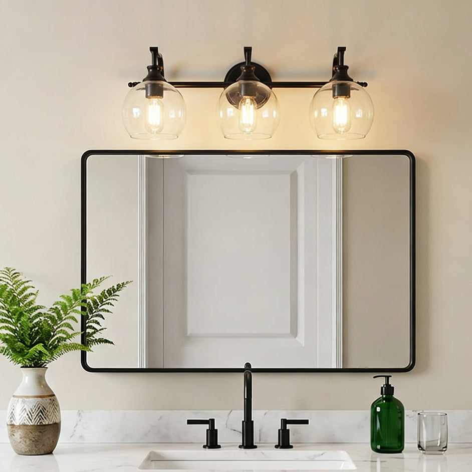 Modern Clear Globe Glass Shade Bathroom Vanity Light