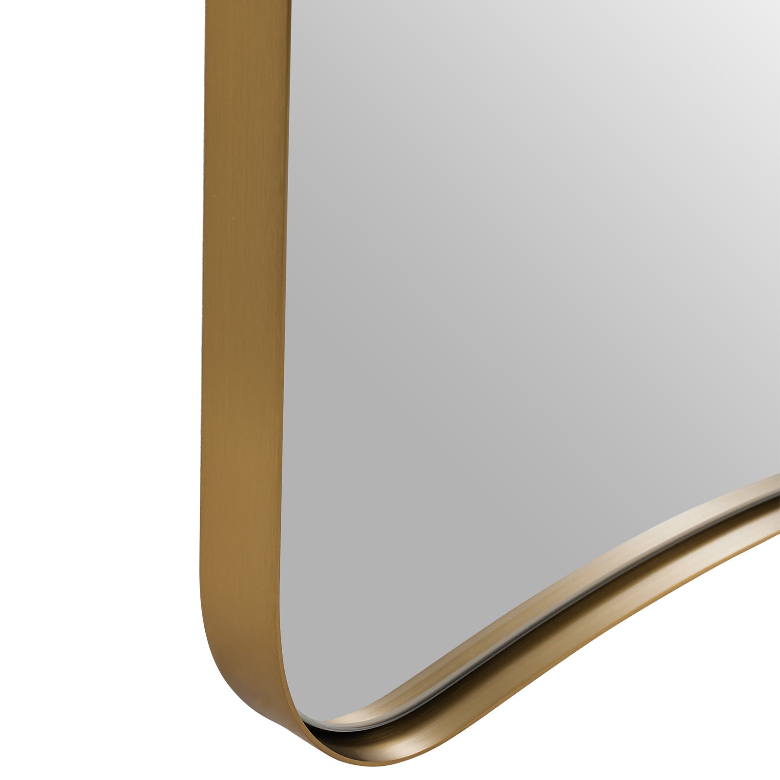 Concave Top Rectangular Scalloped Mirror, Brushed Gold