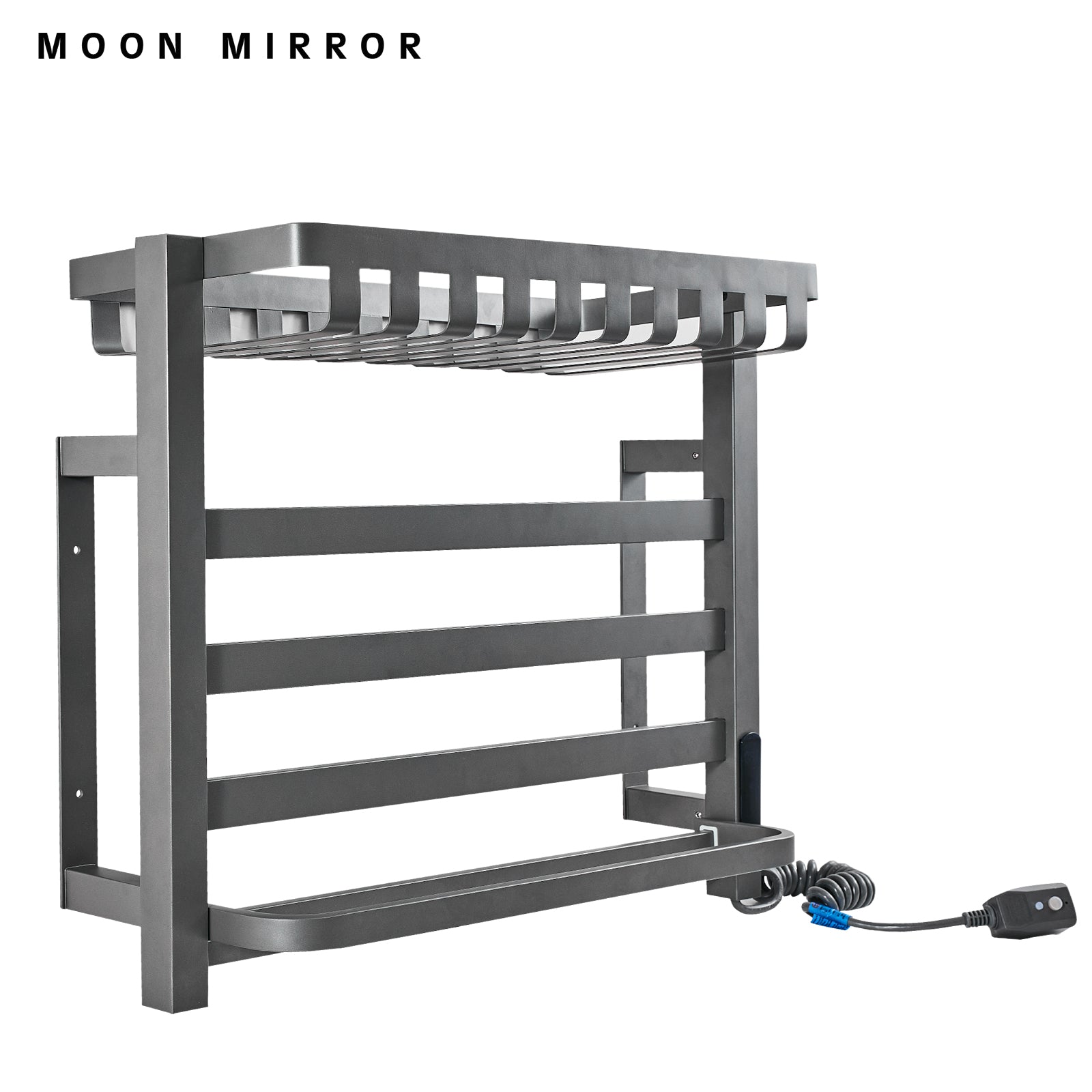 MOON MIRROR Electric Towel Warmer Heated Towel Rack Wall Mounted Plug-in