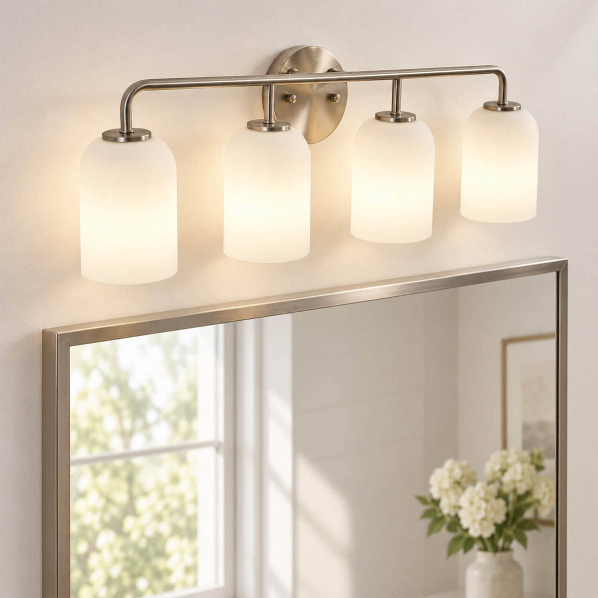 Modern Milk Glass Shade Vanity Light Wall Sconce
