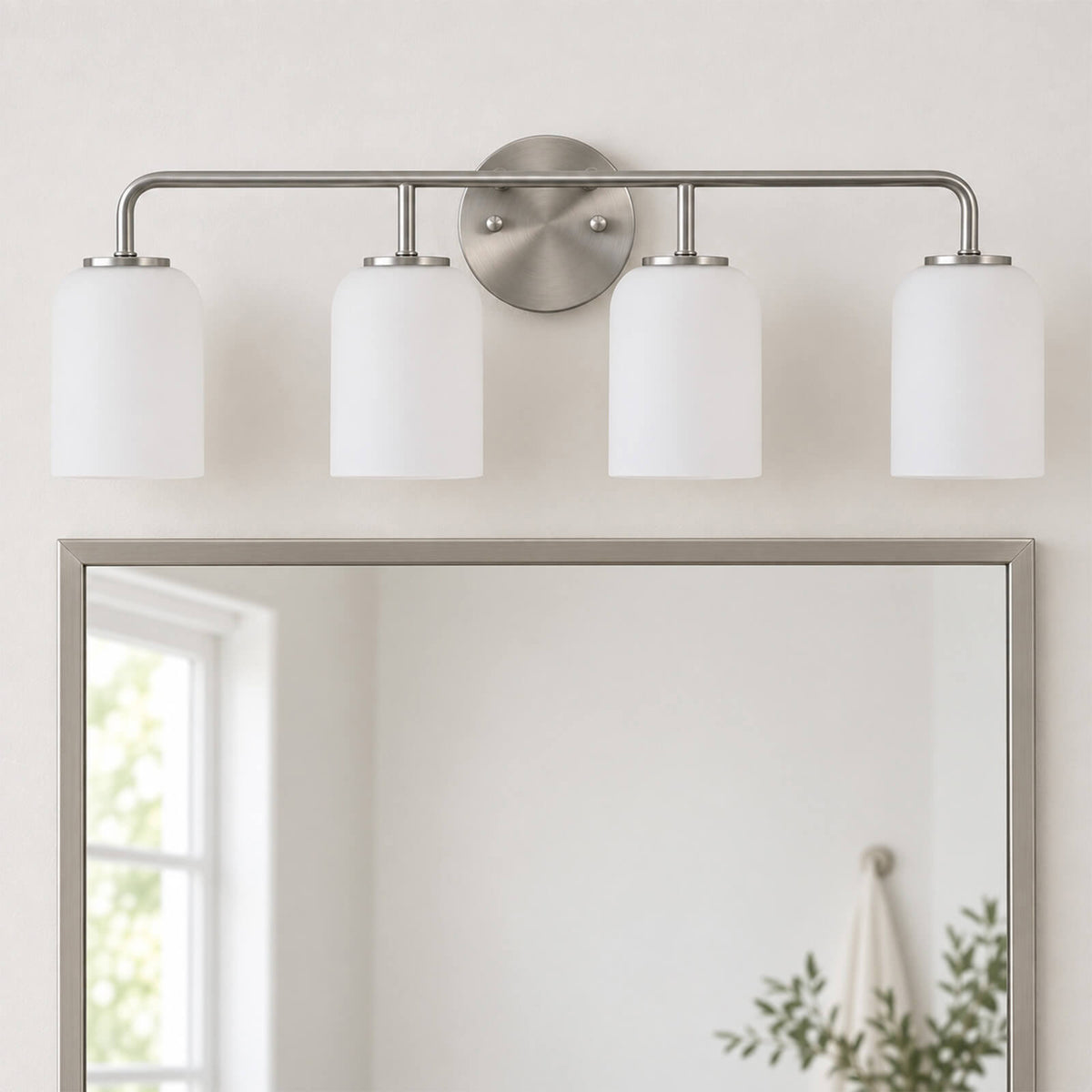 Modern Milk Glass Shade Vanity Light Wall Sconce