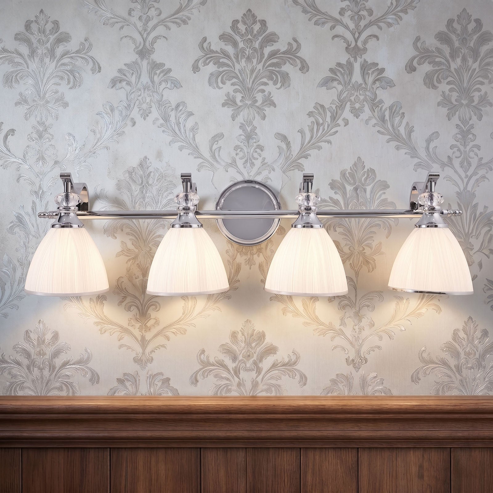 Artistical Metal Crank Frame White Frosted Trumpet Shade Bathroom Sconces