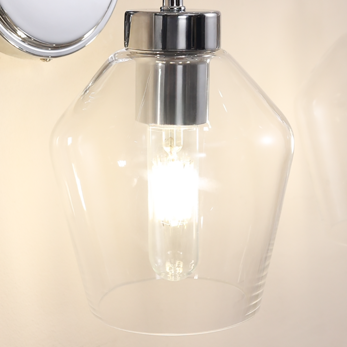 Contemporary Metal Frame Clear Glass Shade Wall Sconce Bathroom Vanity Light