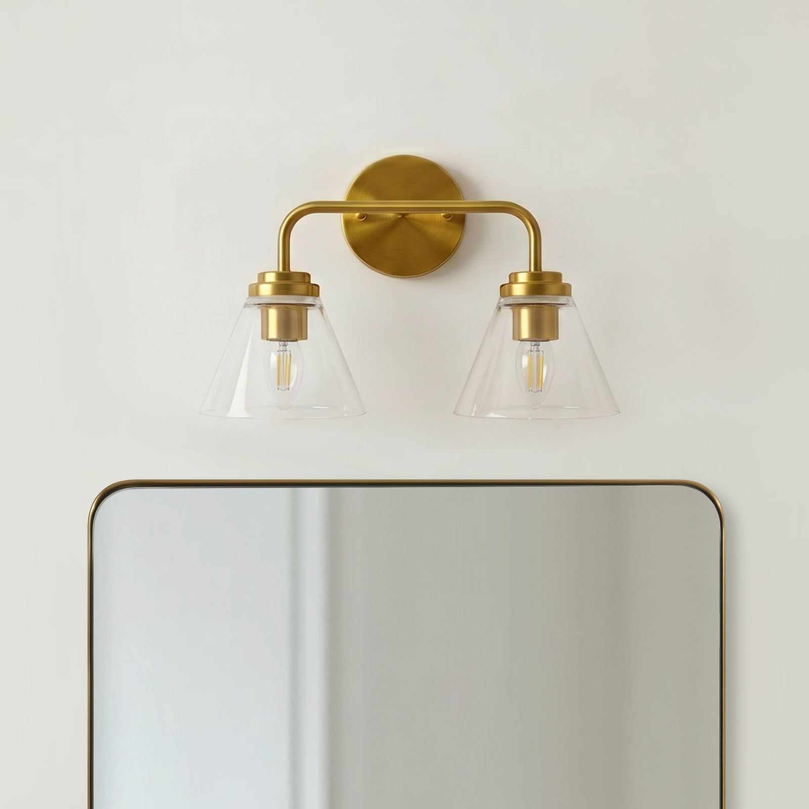 Modern Cone Clear Glass Shade Bathroom Wall Sconces