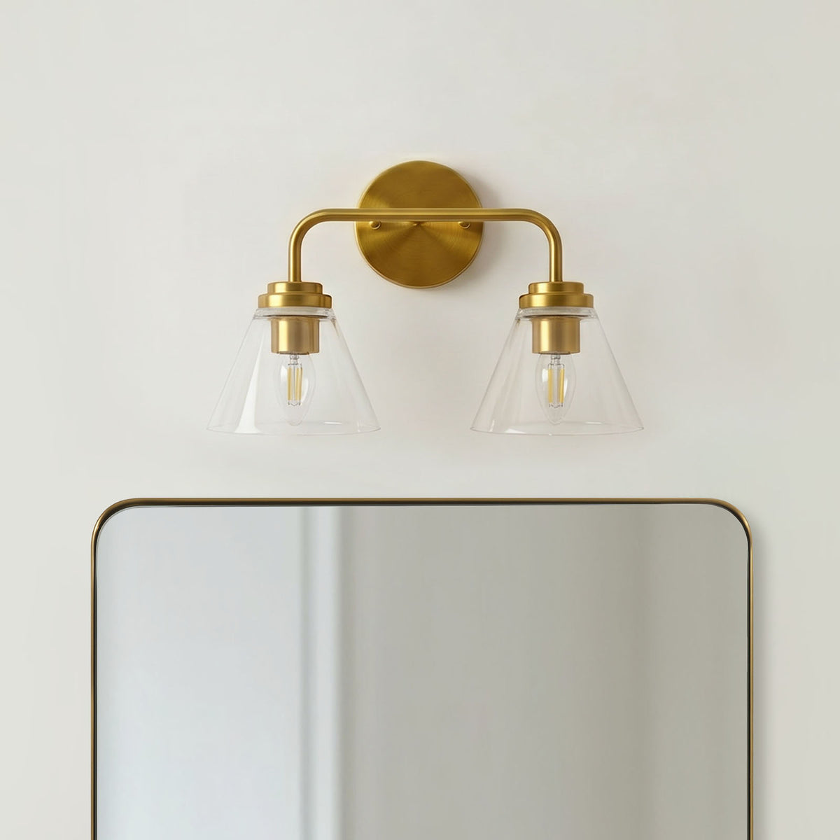Modern Clear Cone Glass Shade Bathroom Vanity Light