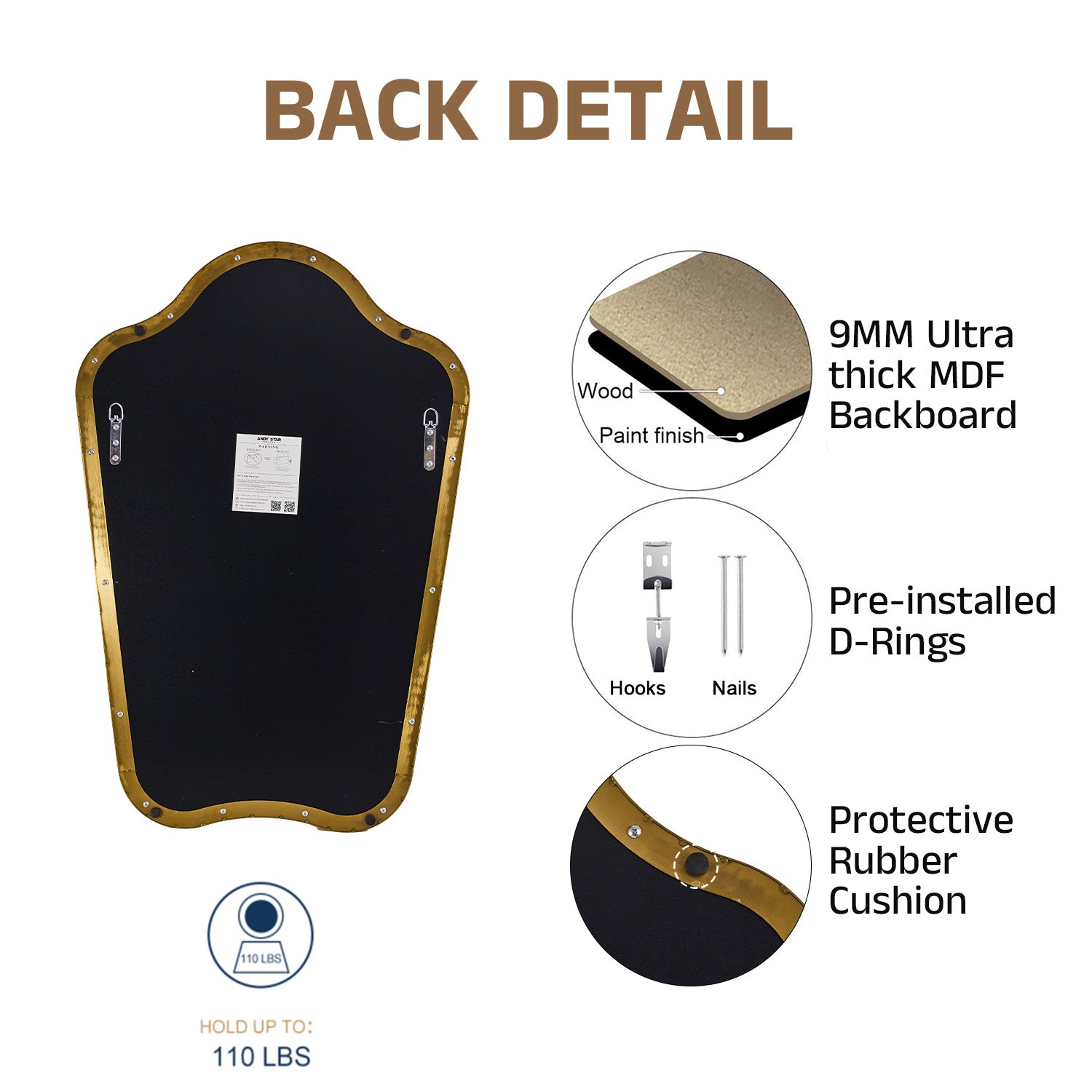 Contemporary Dual Arch Wall Mirror Irregular Scalloped Bathroom Mirror | Stainless Steel Frame