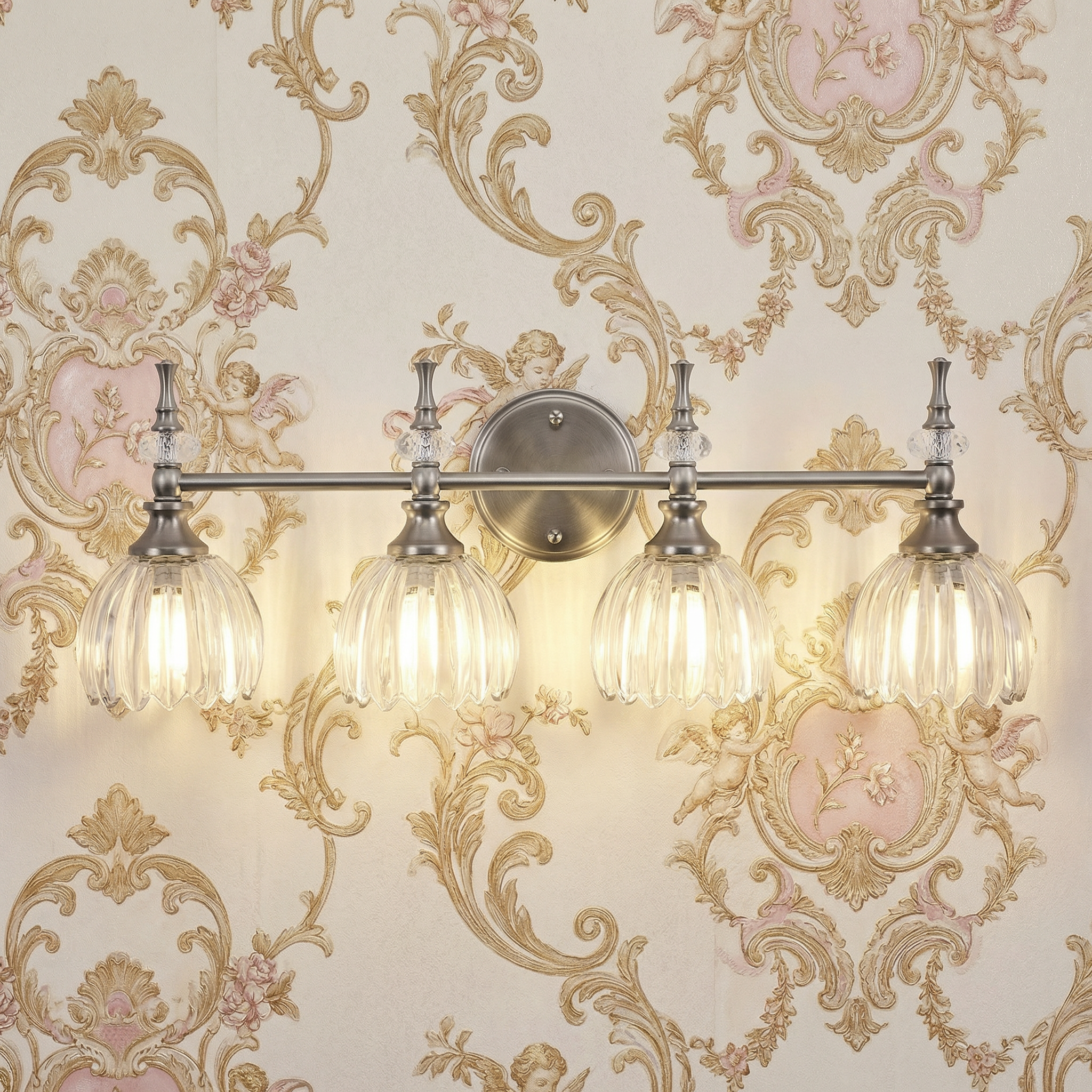 Contemporary Bathroom Vanity Light Fixtures with Tulip Glass Shade Sconces for Bath,Bedroom, Hallway
