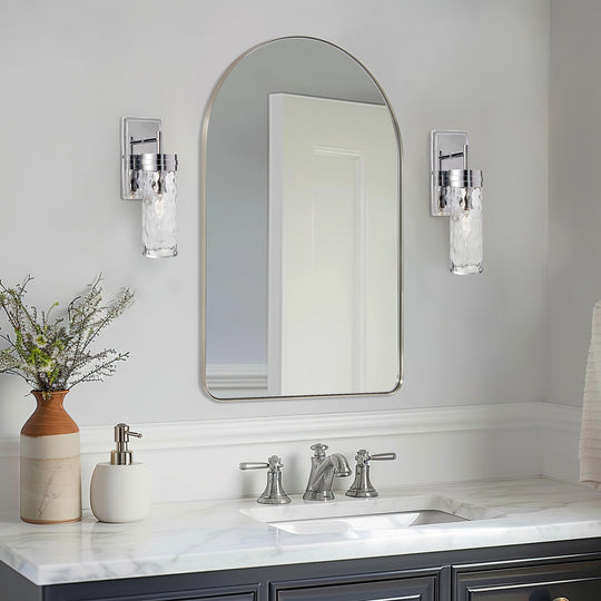 Contemporary Arched Bathroom Vanity Mirror Stainless Steel Frame Arch Top Wall Mirrors