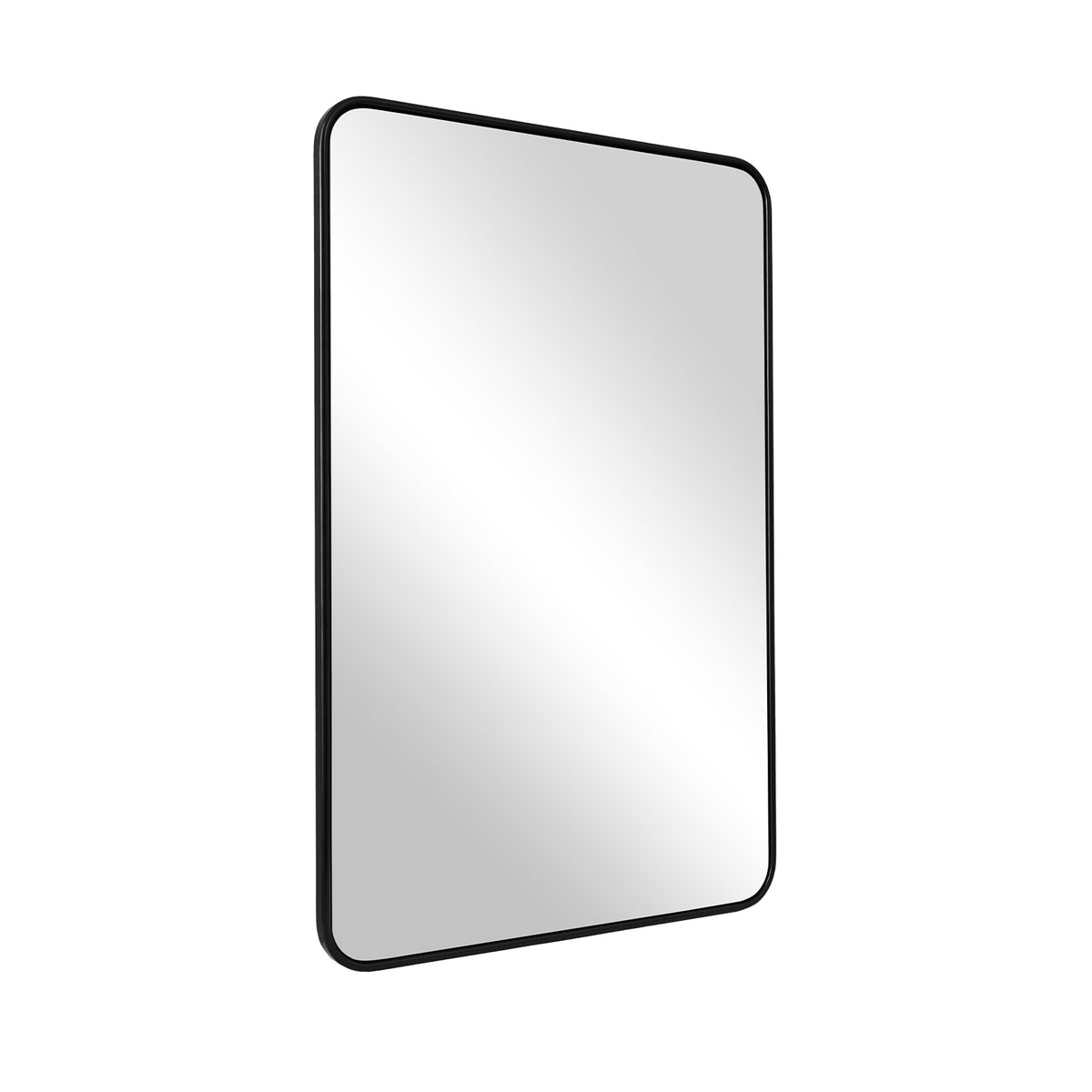 Contemporary Rounded Rectangular Bathroom Mirrors| Stainless Steel Thick Frame