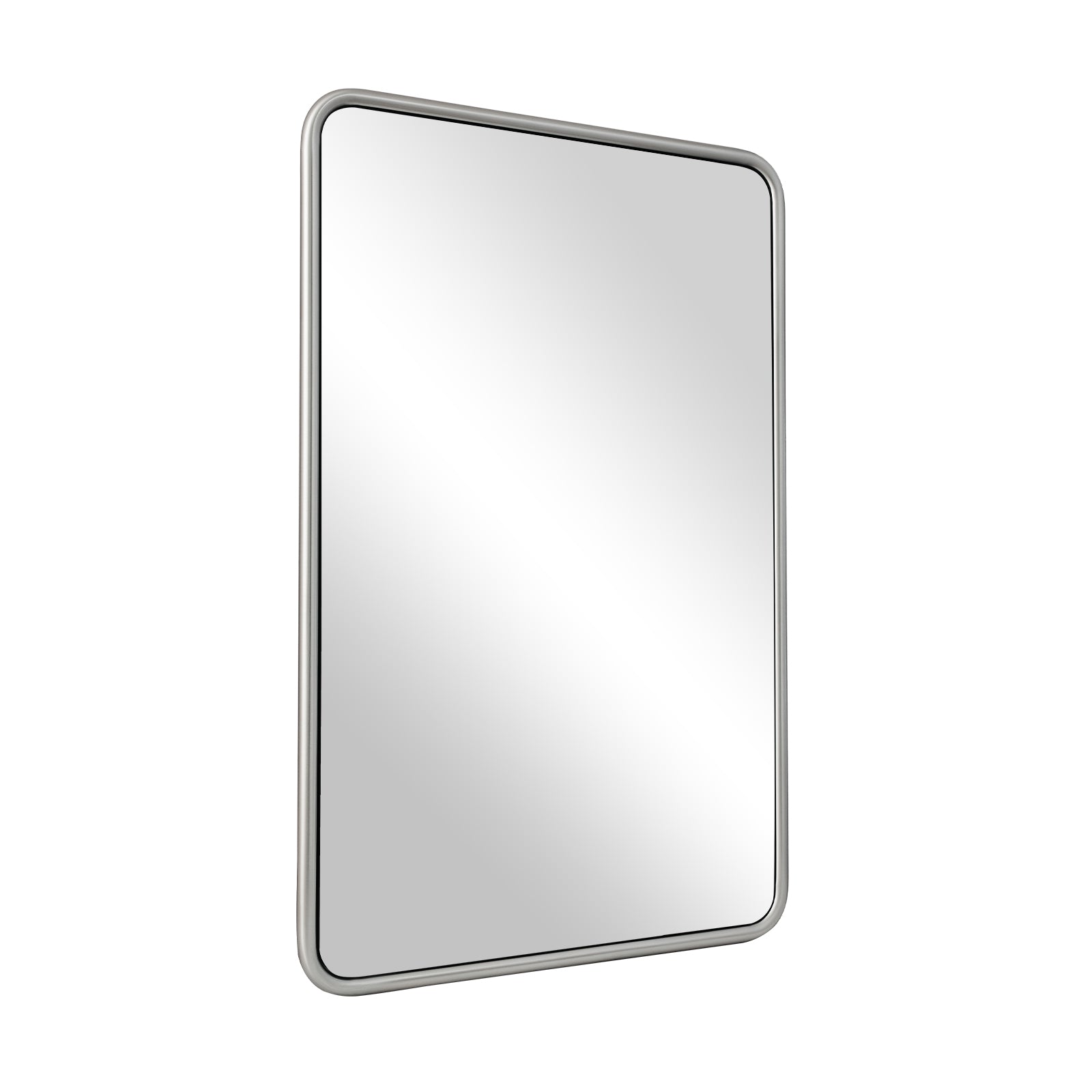 Contemporary Rounded Rectangular Bathroom Mirrors| O-Shaped Tube Stainless Steel Frame