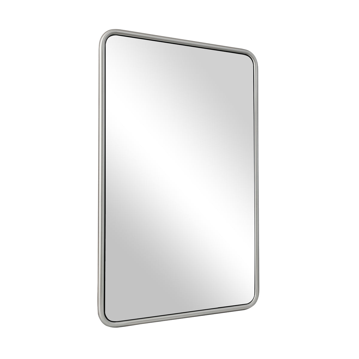 Contemporary Rectangle Bathroom Mirror |Rounded Stainless Steel Framed