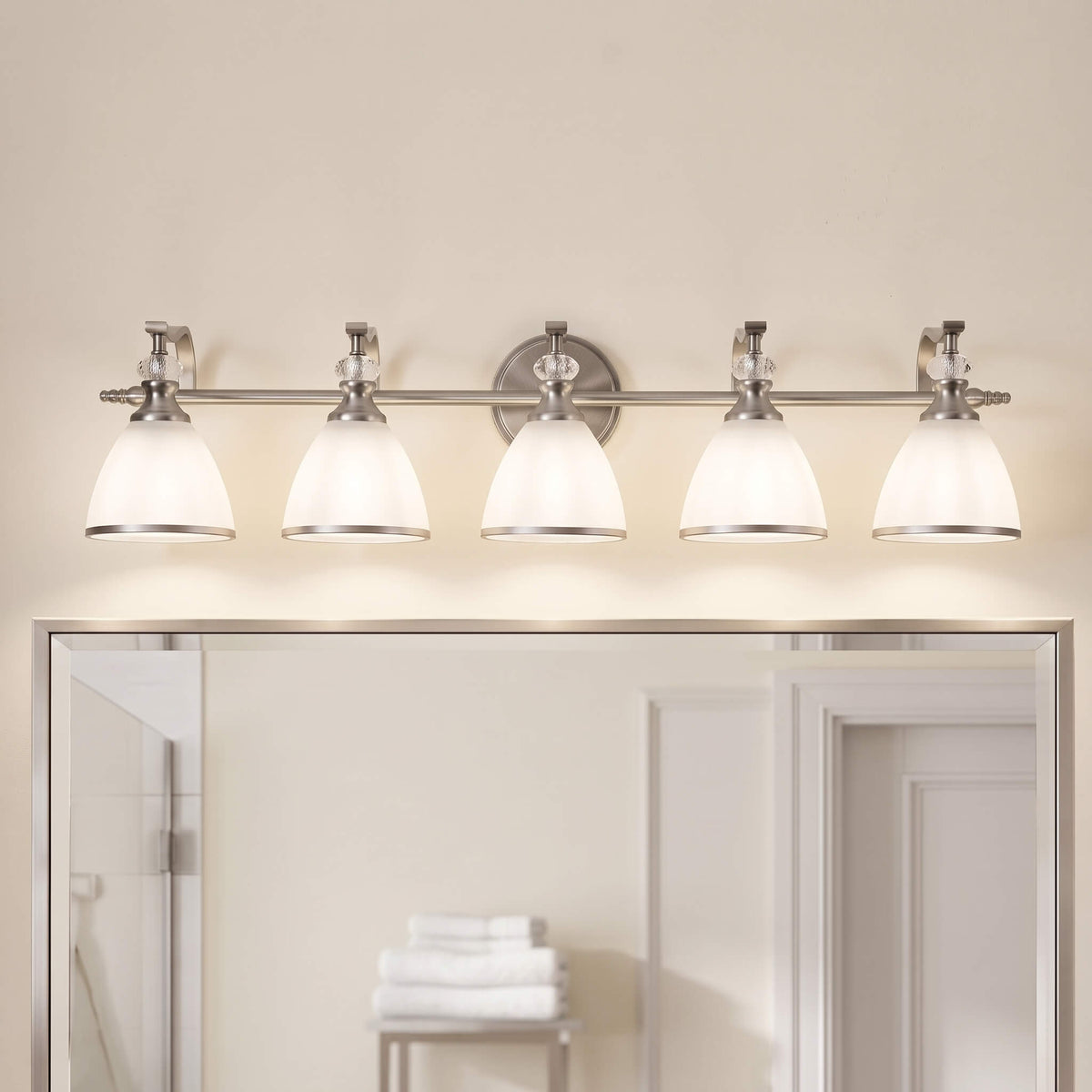 Vintage Frosted Trumpet Glass Shade Bathroom Vanity Light