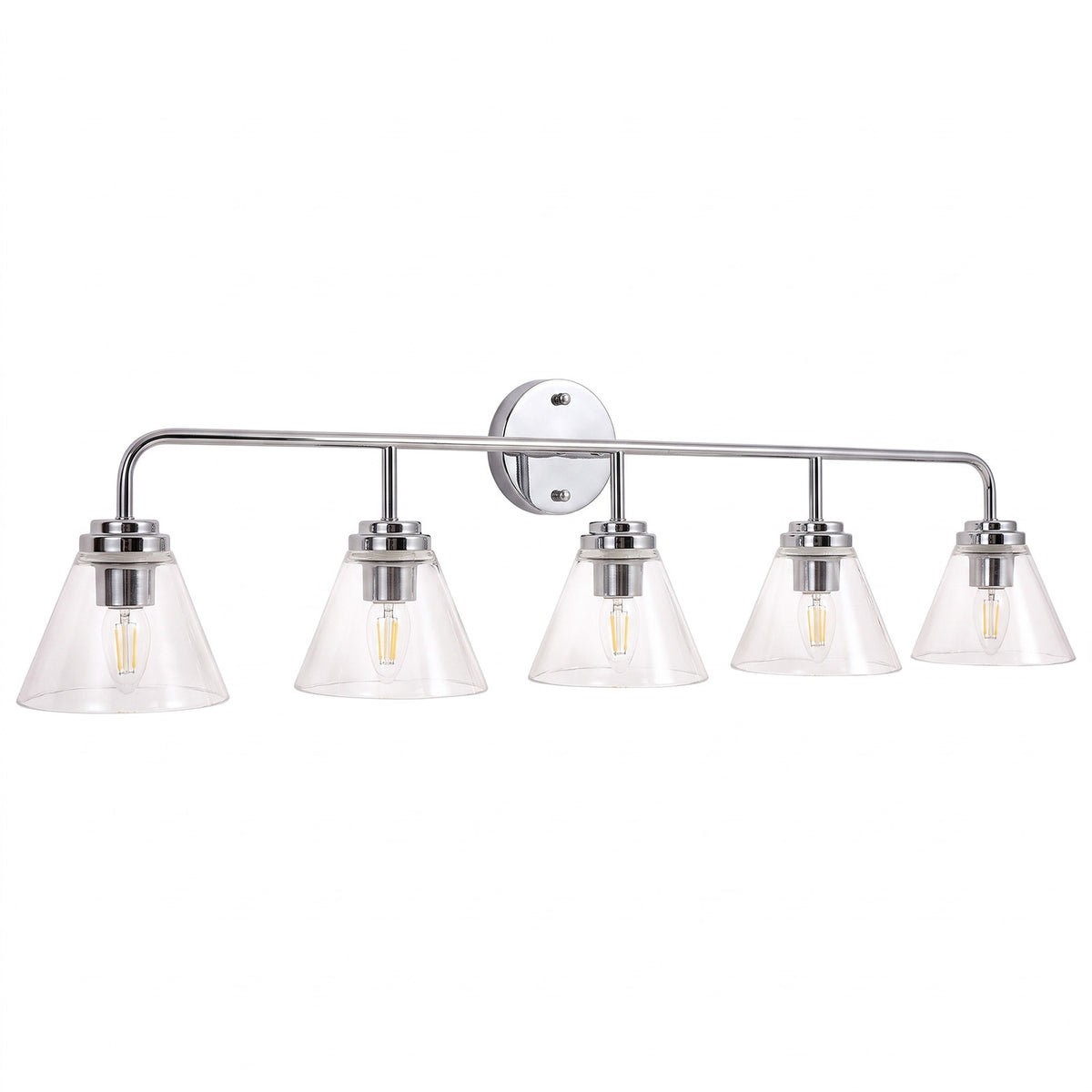 Modern Clear Cone Glass Shade Bathroom Vanity Light