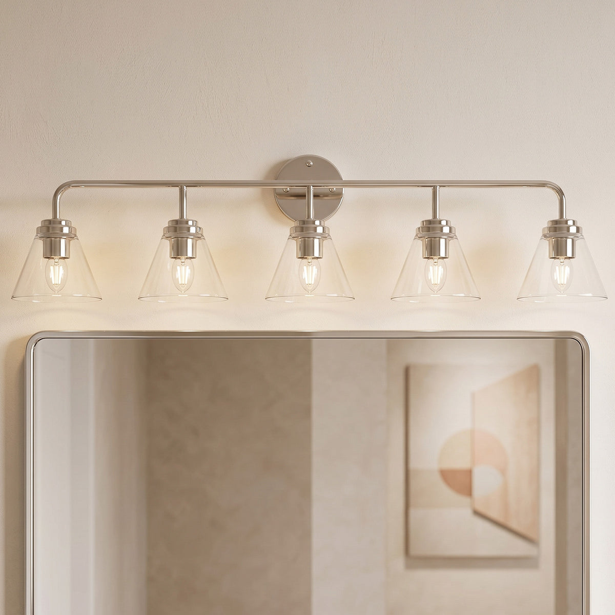 Modern Clear Cone Glass Shade Bathroom Vanity Light