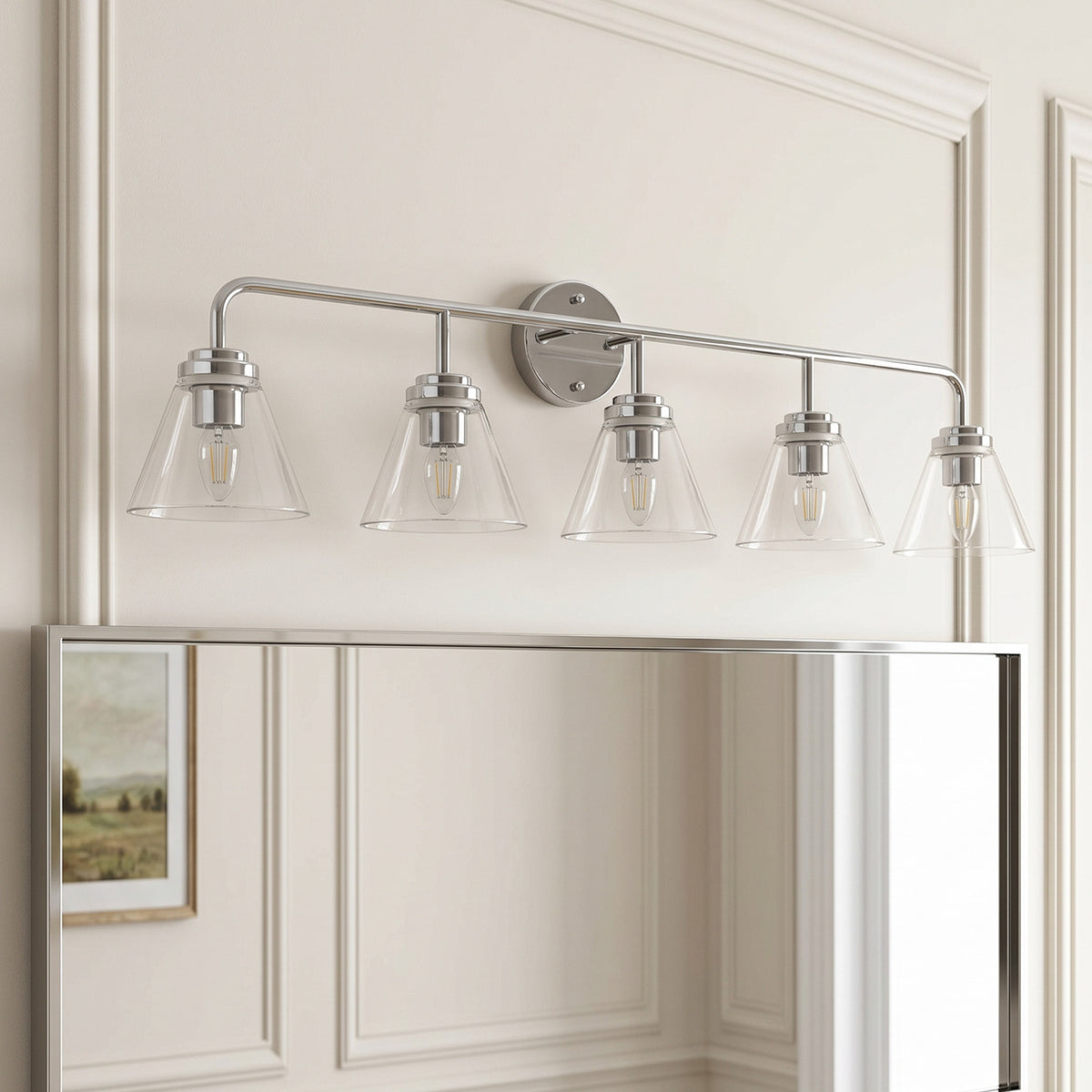 Modern Clear Cone Glass Shade Bathroom Vanity Light
