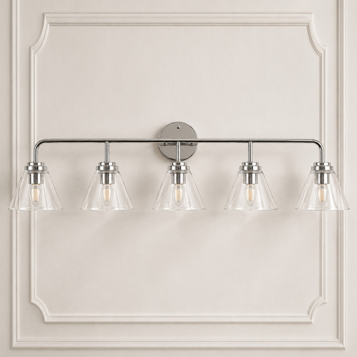 Modern Clear Cone Glass Shade Bathroom Vanity Light