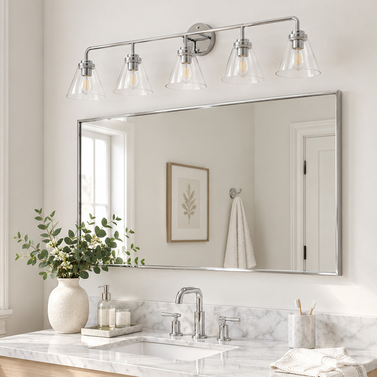 Modern Clear Cone Glass Shade Bathroom Vanity Light