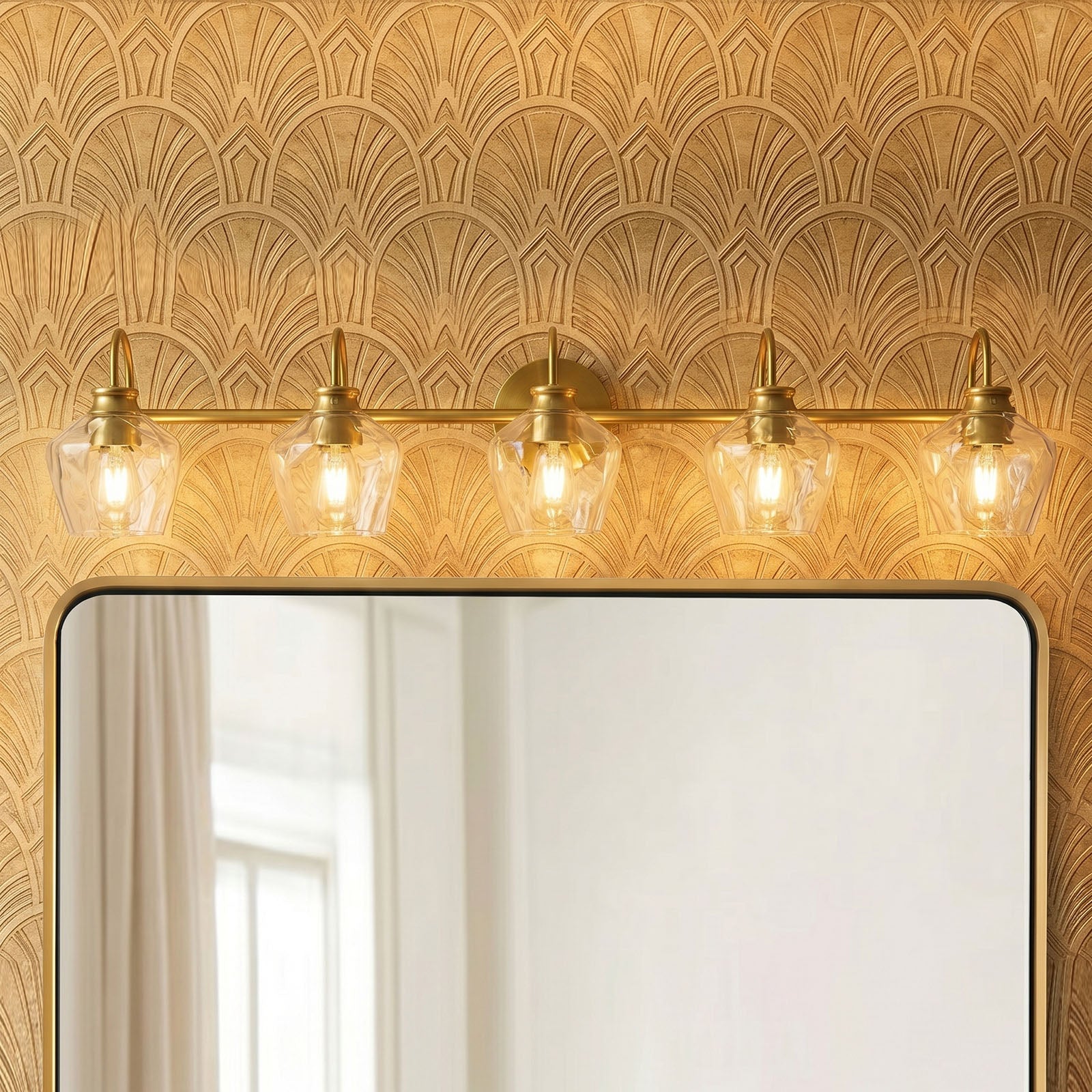 Contemporary  Hammer Glass Shade Gooseneck Bathroom Wall Sconce