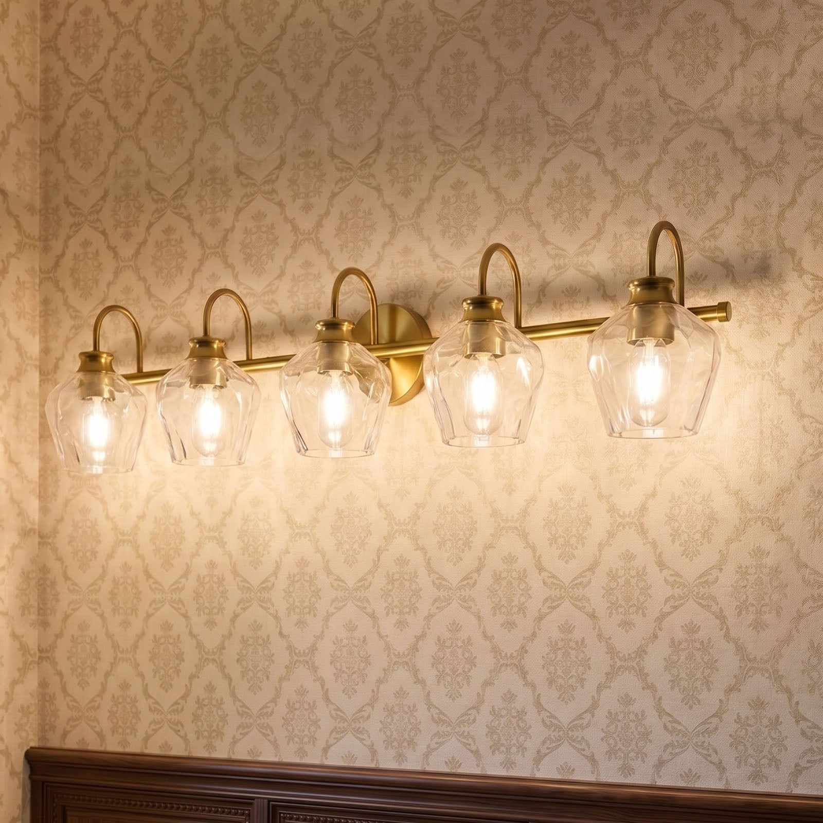 Contemporary  Hammer Glass Shade Gooseneck Bathroom Wall Sconce