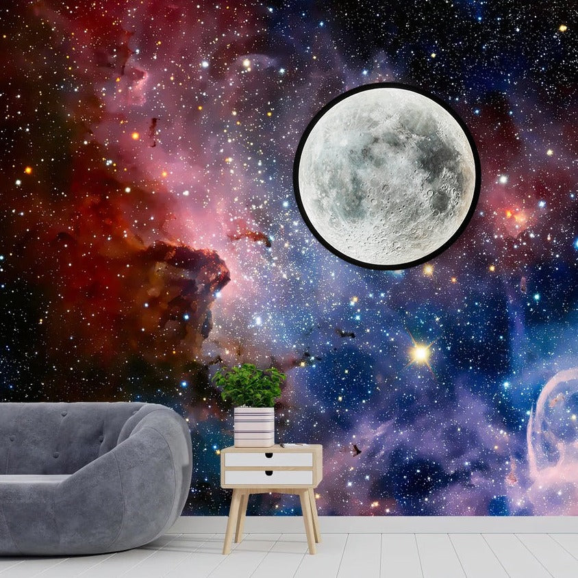LED Moon Mirror - Aesthetic Mirror Decor with Lunar Illumination Moon Wall Lamp