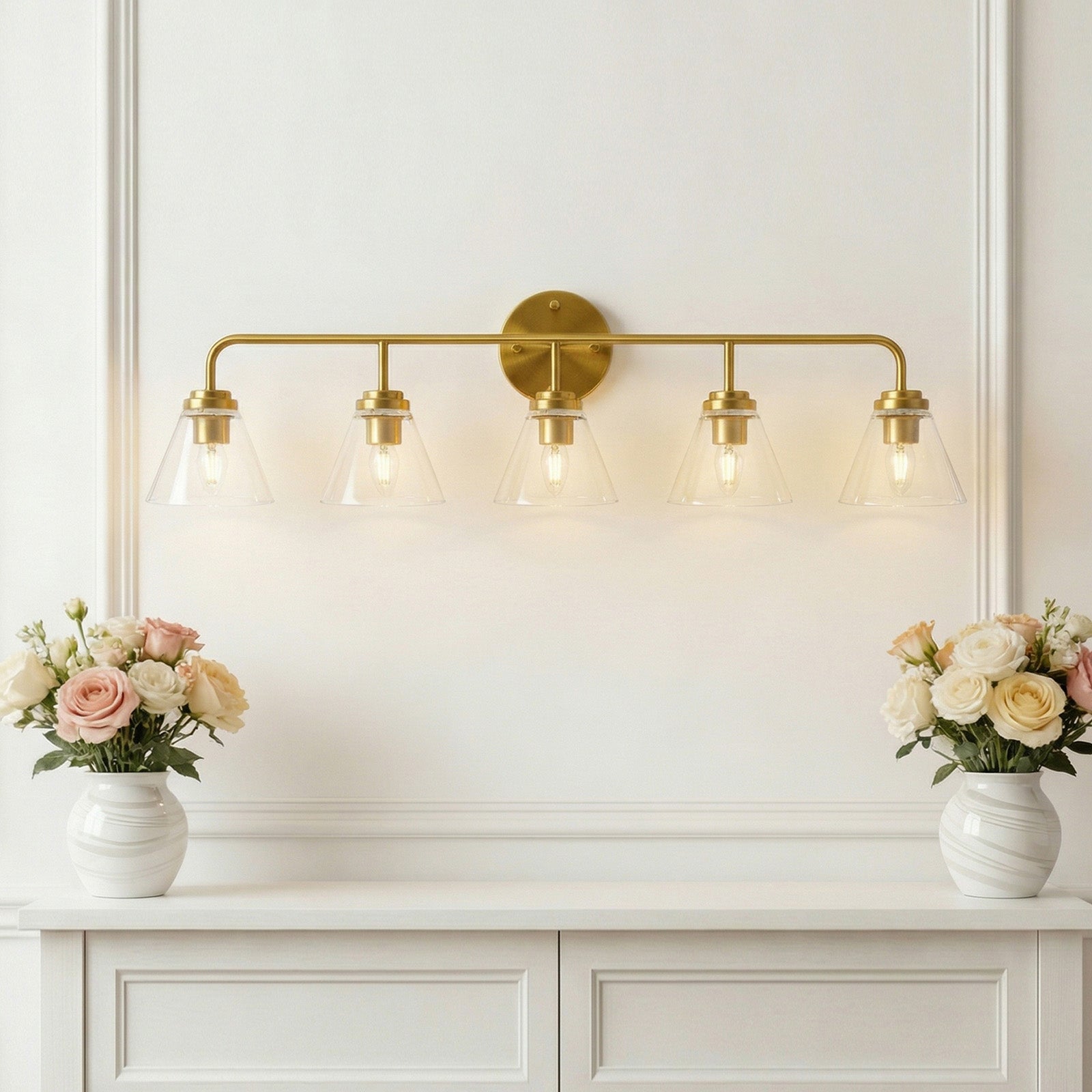 Modern Cone Clear Glass Shade Bathroom Wall Sconces