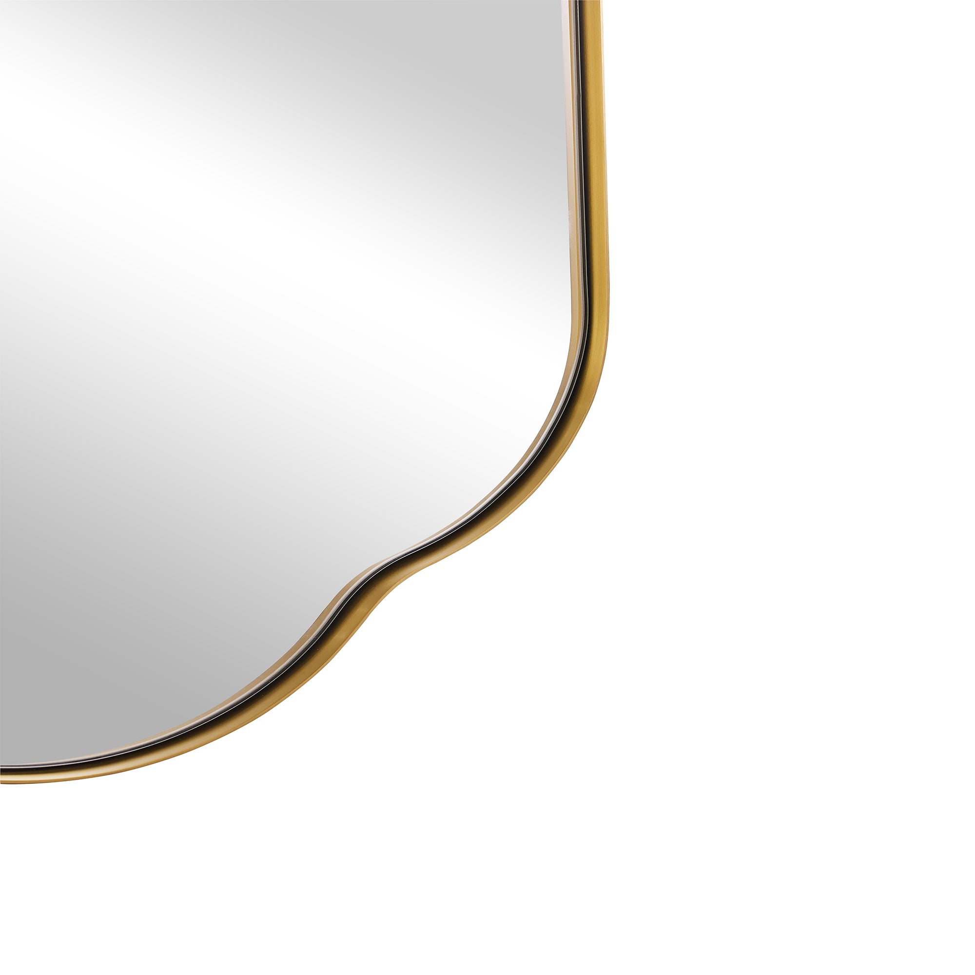 Contemporary Oval Scalloped Bathroom Vanity & Wall Mirror| Stainless Steel Framed
