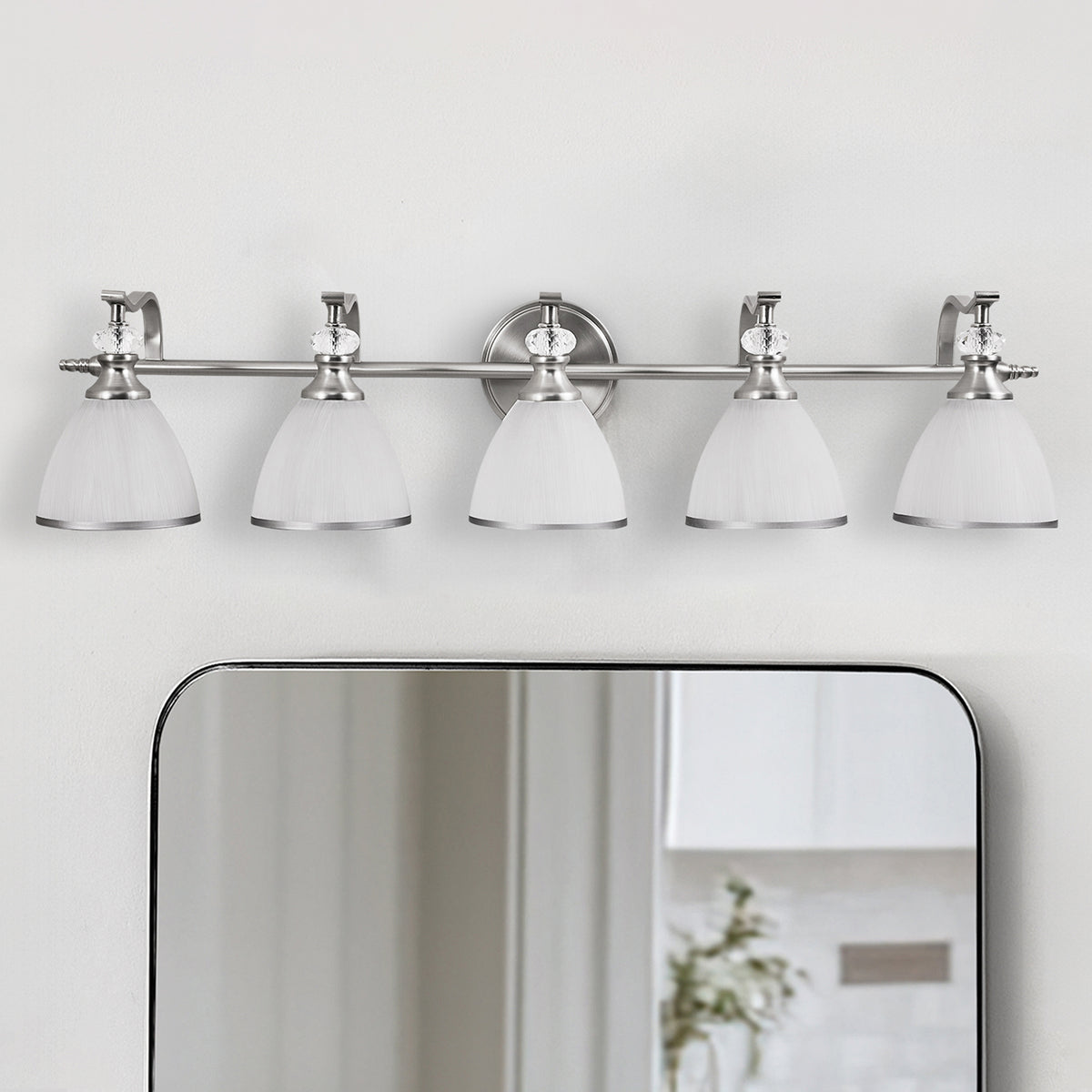 Vintage Frosted Trumpet Glass Shade Bathroom Vanity Light