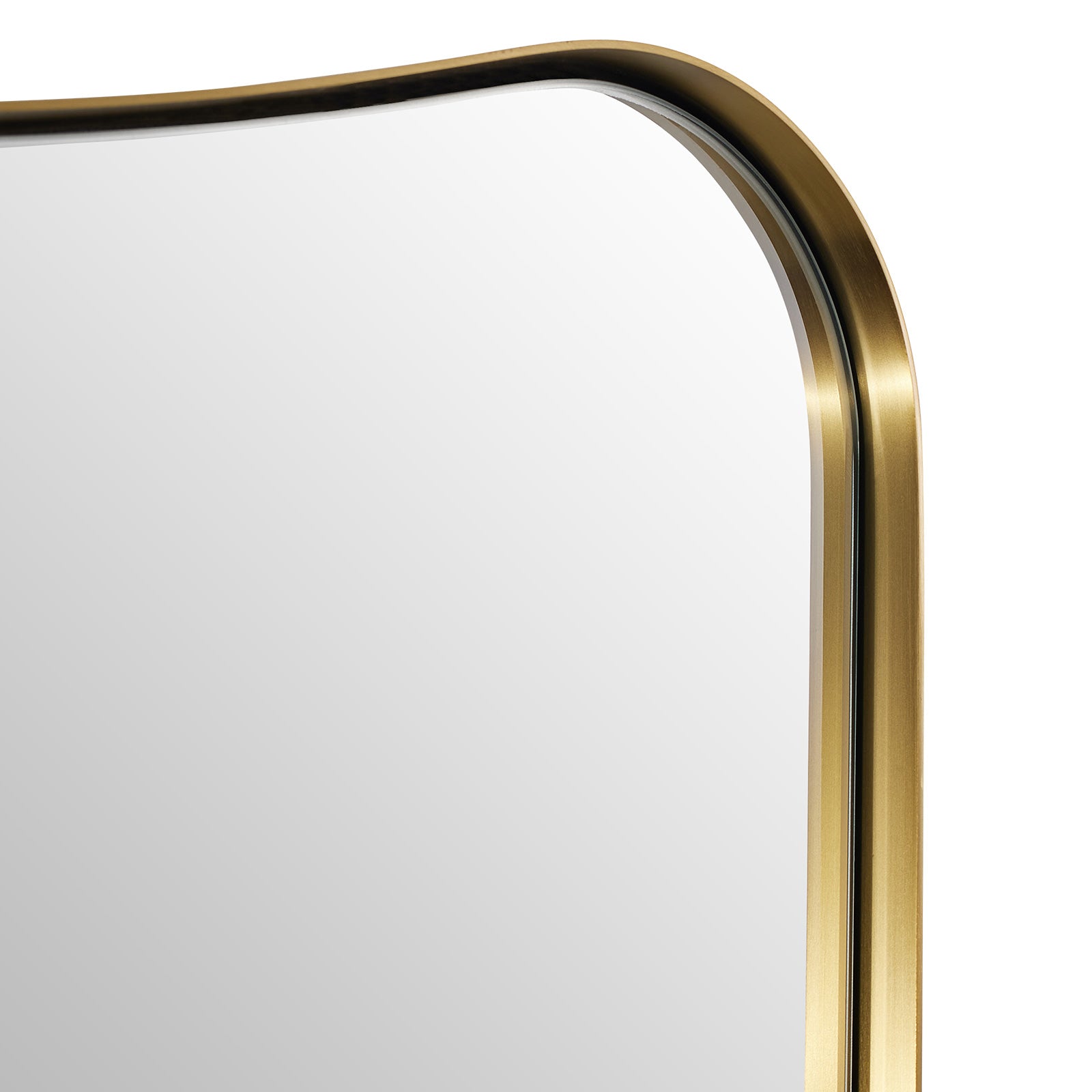 Concave Top Rectangular Scalloped Mirror, Brushed Gold