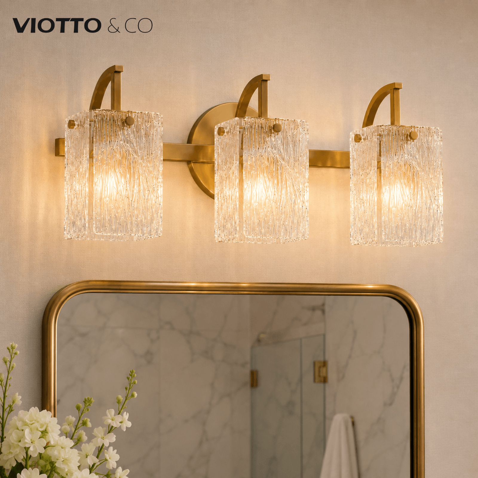 Luxury Textured Glass Shade Bathroom Vanity Light